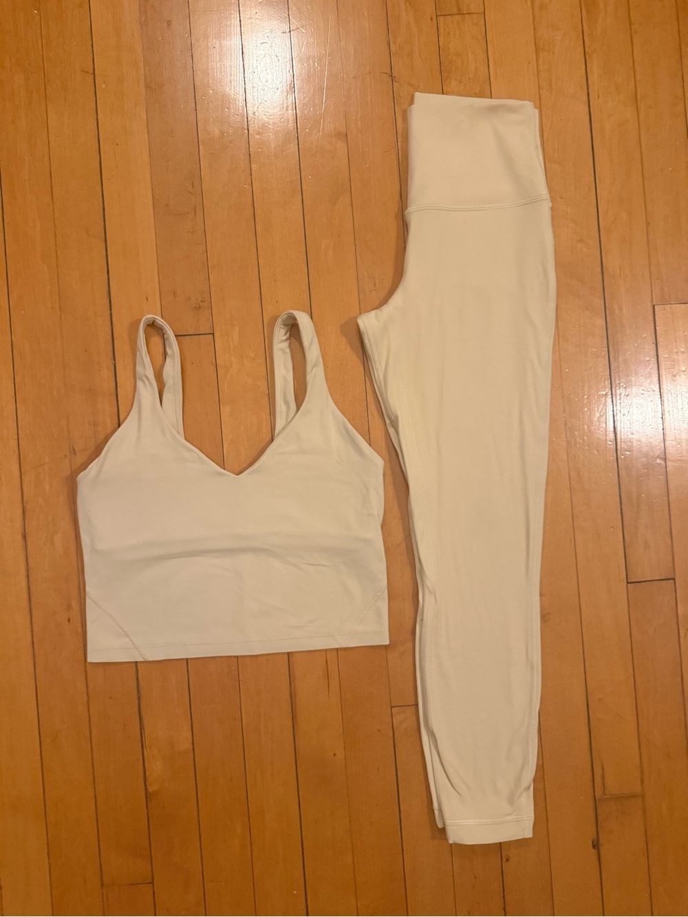 LuLu Lemon Align Legging and Bra Top Set Set Butter Cream
